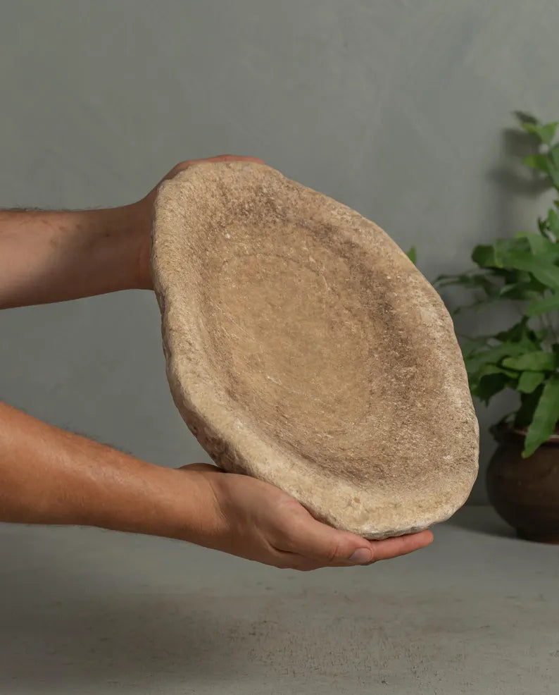 Vintage Carved Stone Tray Rustic Marble Dish Catch All Bowl Wabi Sabi Fruit bowl {F} (Free Shipping)