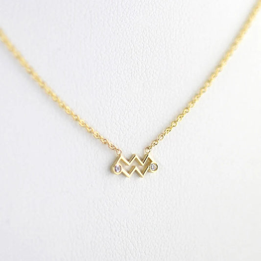 Aquarius Zodiac Sign Diamond Necklace, Aquarius Necklace, Aquarius Pendant, Diamond Zodiac Pendant Necklace, Zodiac Horoscope Constellation